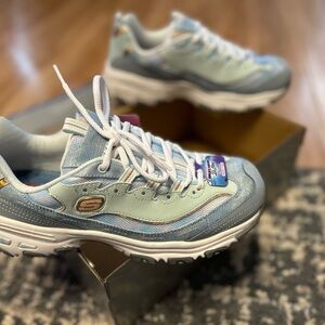 Skechers Light Blue and White Athletic Shoes